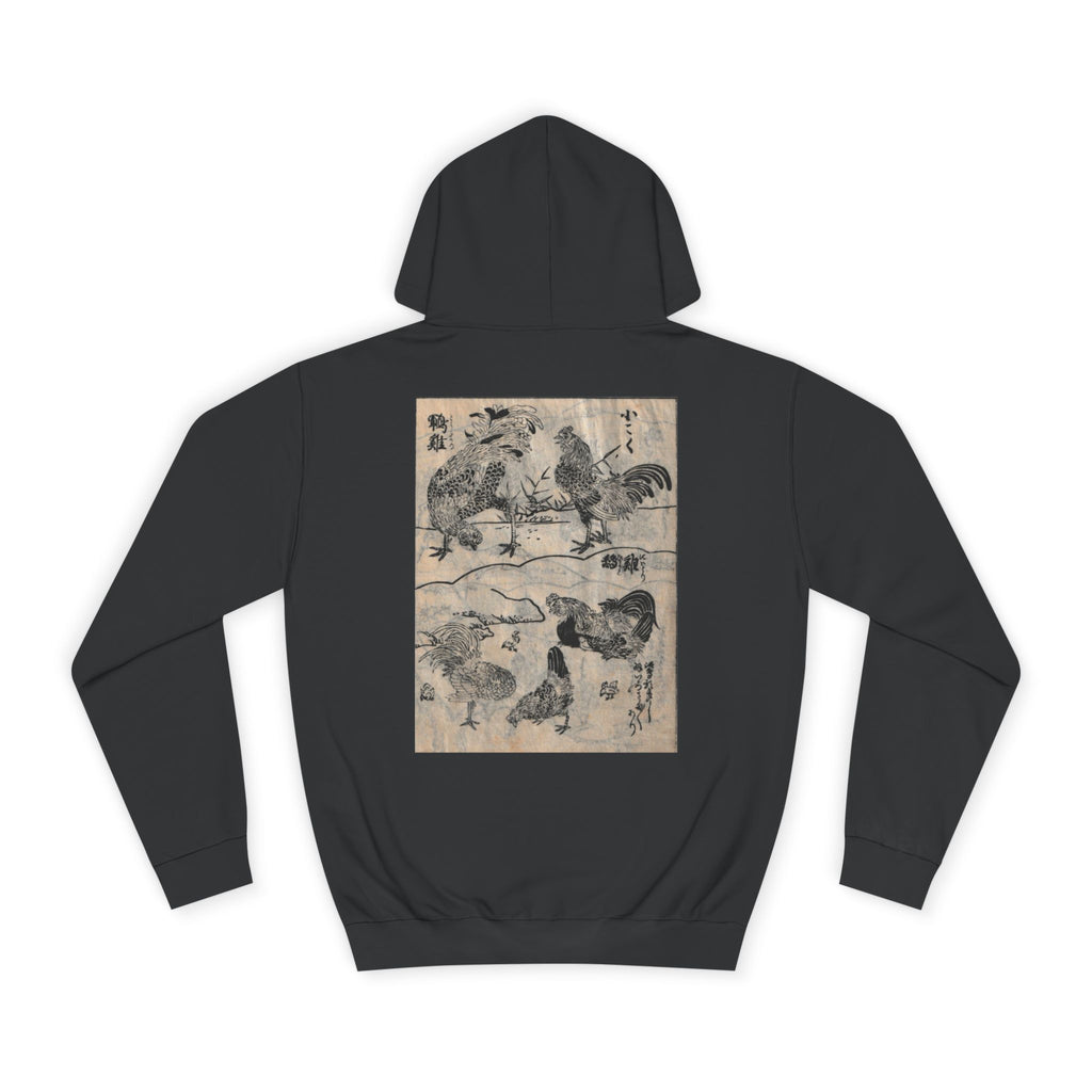 Rooster Edo Period Japanese Print Art Hoodie — Japanese Edo Period Illustration Pullover