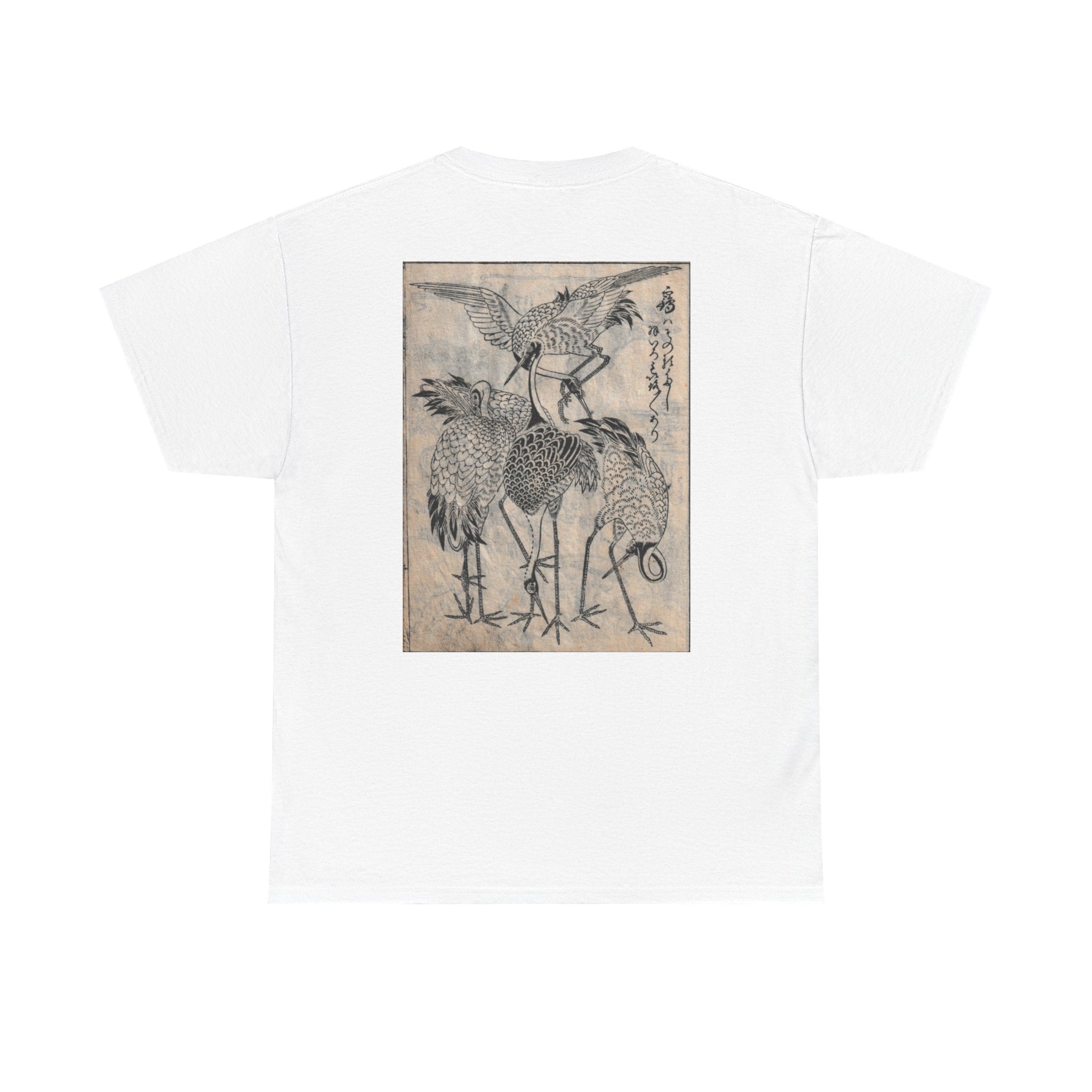 Peaceful Cranes Japanese Edo Period Print Tee — Edo Period Illustration T-Shirt