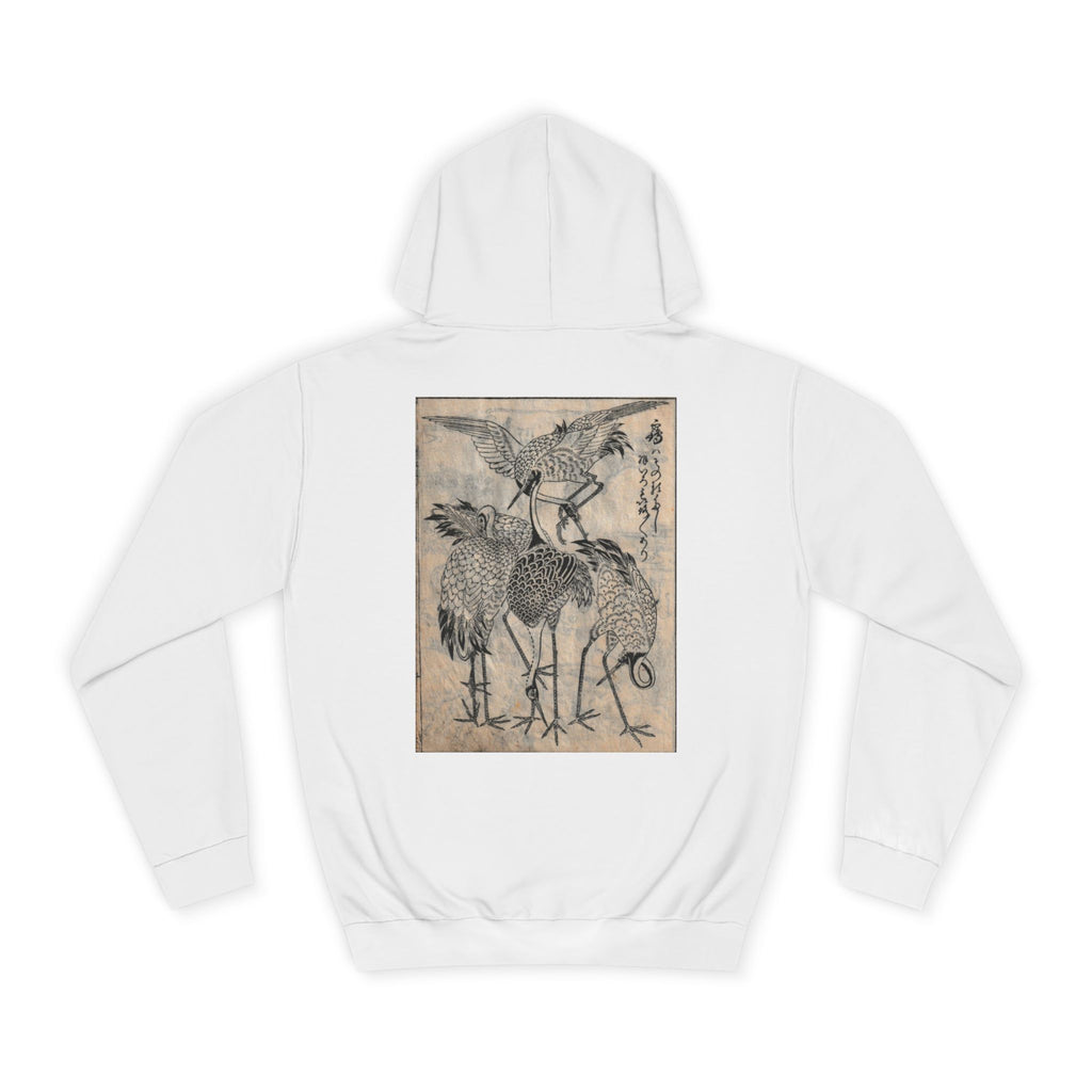 Peaceful Cranes Edo period Print Japanese Art Hoodie — Japanese Edo Period Illustration Pullover