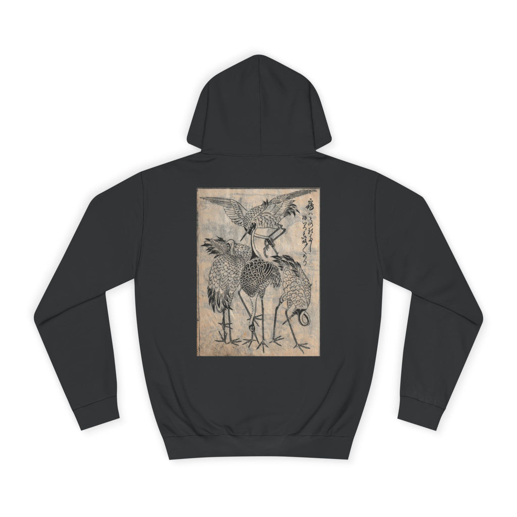 Peaceful Cranes Edo period Print Japanese Art Hoodie — Japanese Edo Period Illustration Pullover