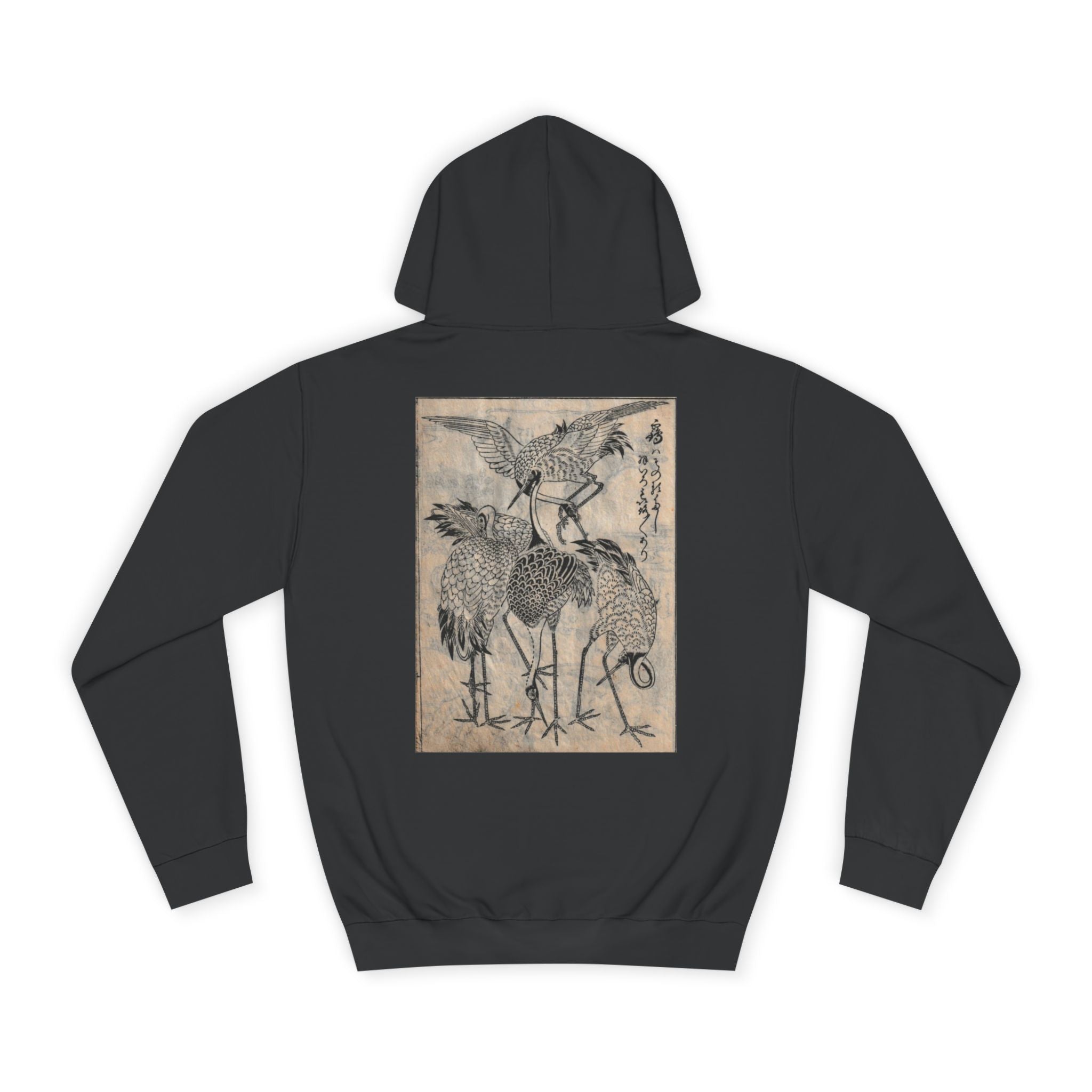 Peaceful Cranes Edo period Print Japanese Art Hoodie — Japanese Edo Period Illustration Pullover