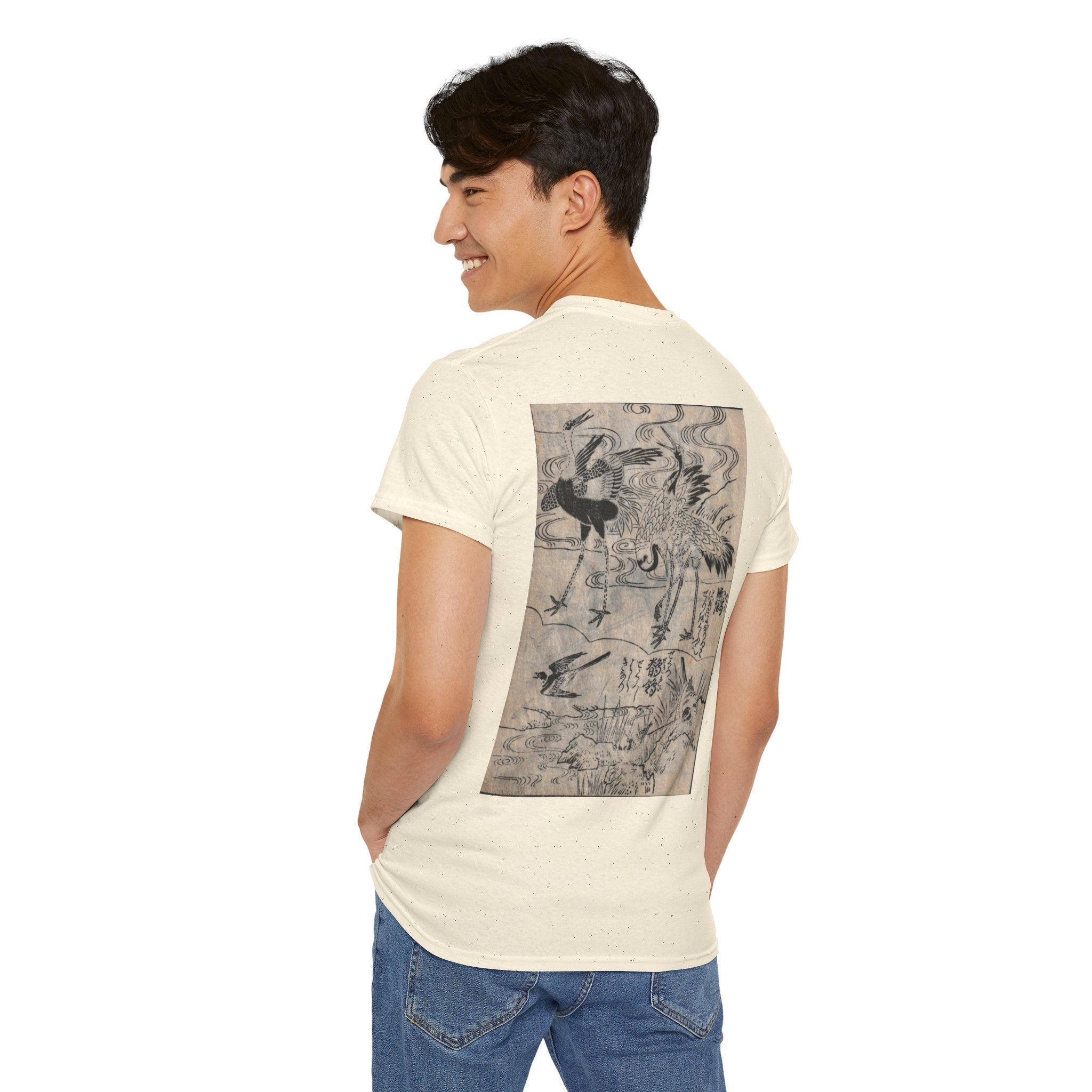 Cranes Edo period Print Tee — Edo Period Illustration T-Shirt