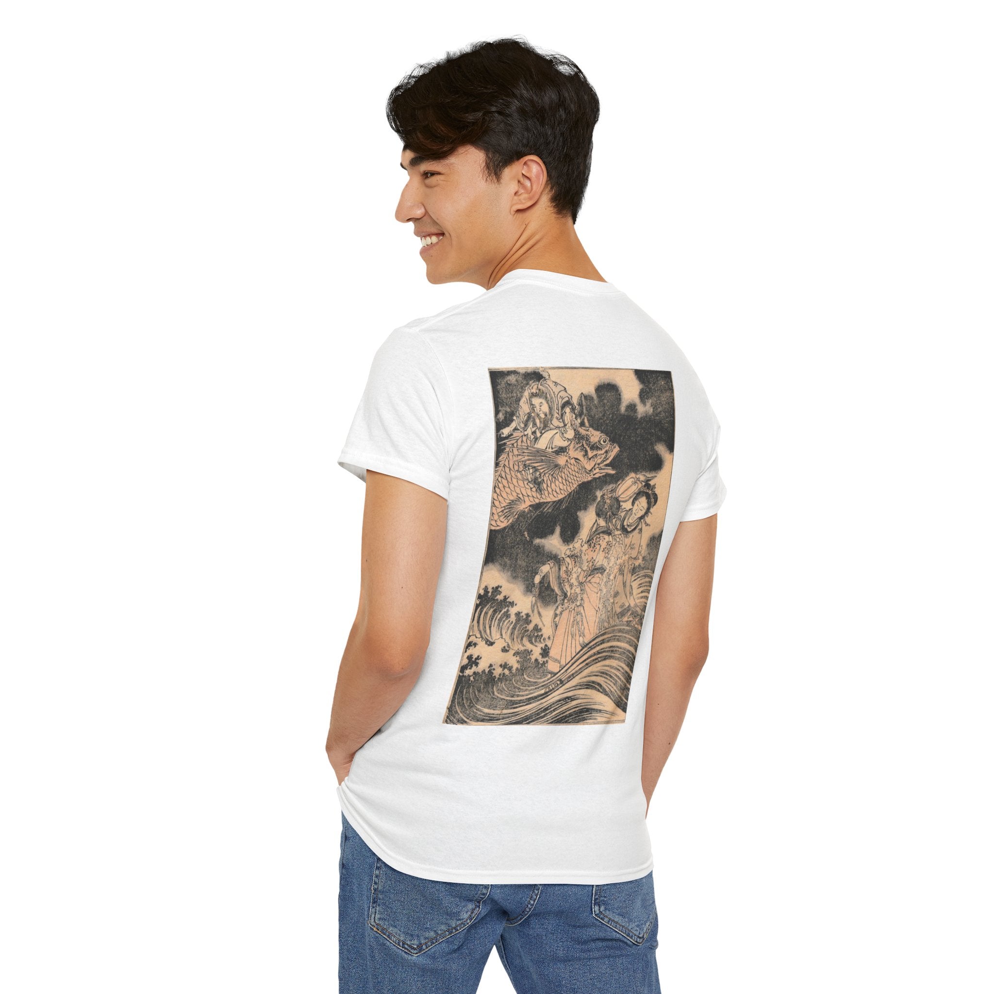 Ladies and Koi Surfer Meiji Era Japanese Art Tee — Meiji Period T-Shirt